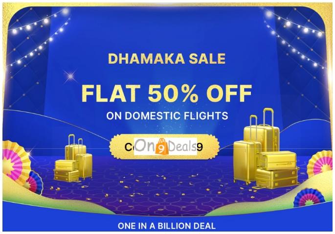 FLAT 50% DISCOUNT ON DOMESTIC FLIGHTS AT 8PM