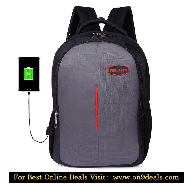 FUR JADEN USB Charging School and College 25 Ltrs Grey Casual Backpack