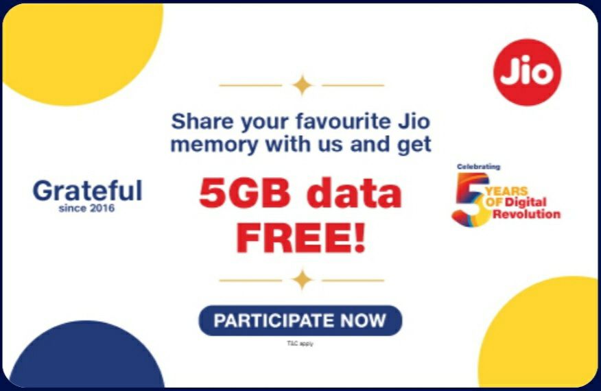 Jio Users - Get 5GB Data for Free on Myjio App