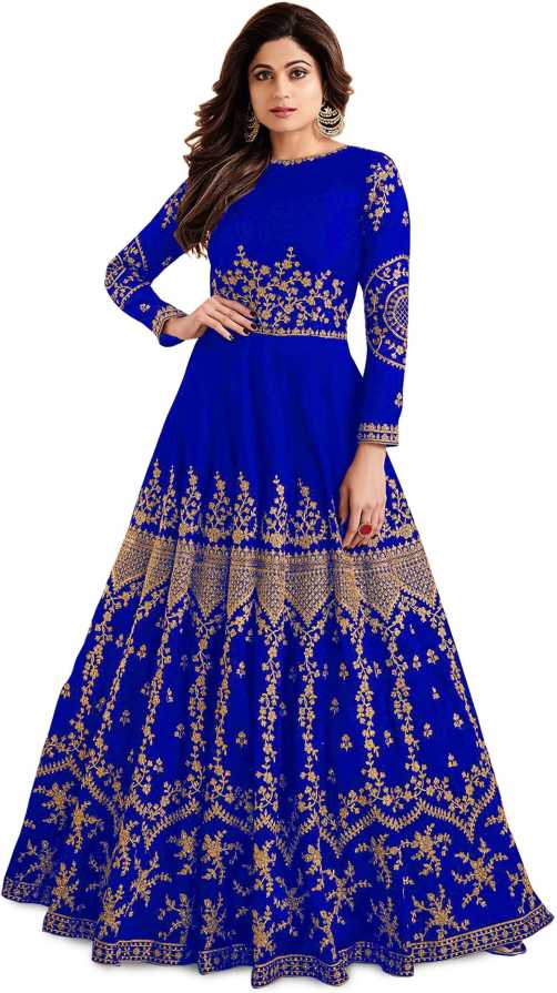 Kedar Fab Embroidered Silk Blend Semi Stitched Anarkali Gown