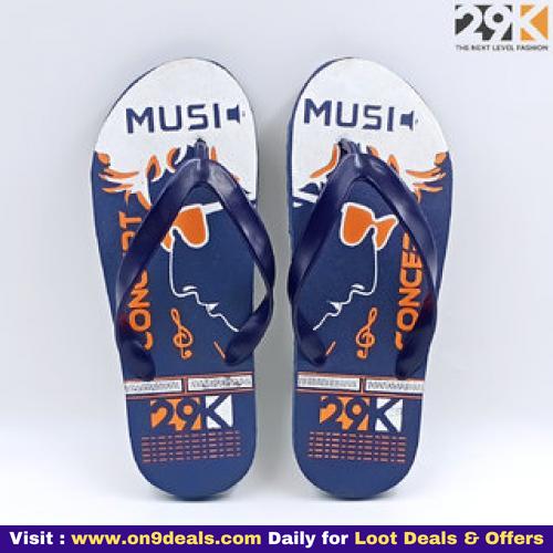 29K Men Blue Printed Rubber Flip Flops