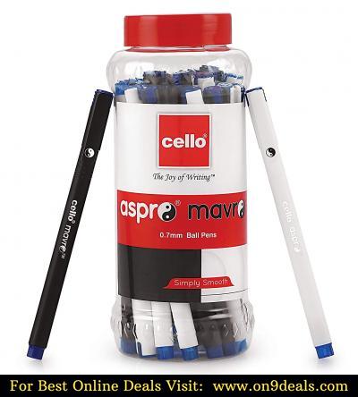Cello Aspro Mavro Ball Pen (25 Pens Jar - Blue)