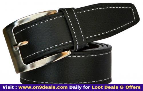 Sunshopping Men Black Leatherite Needle Pin Point Buckle Belt