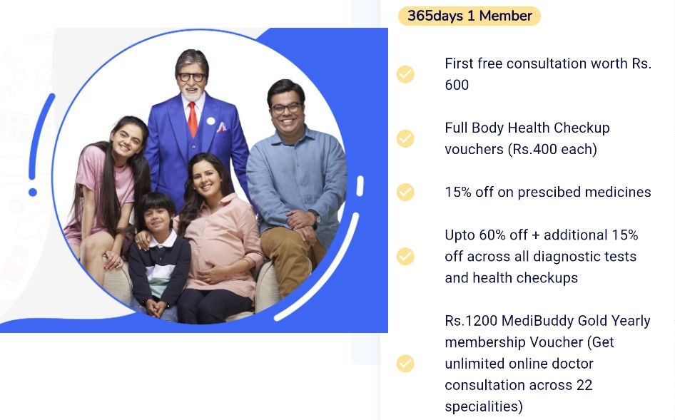 MediBuddy 1 Year Membership at ₹2