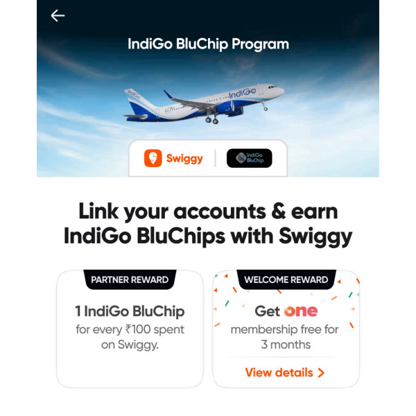 Swiggy x IndiGo Bluechip Offer – Link & Earn Rewards